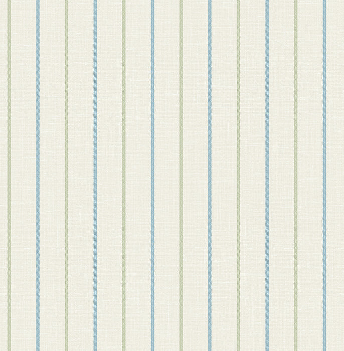 Seabrook Designs Andree Stripe French Blue & Pomme Wallpaper Sample FC62512