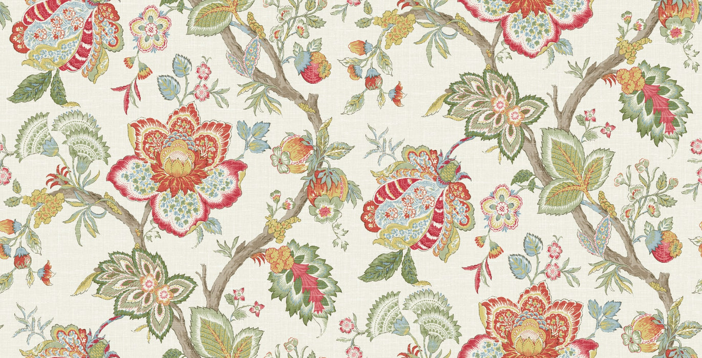 Seabrook Designs Bernadette Linen Fabric Pomme & Antique Ruby Fabric FC62604F