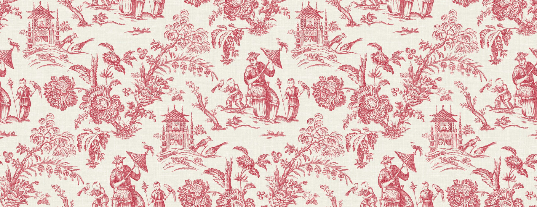 Seabrook Designs Chinoiserie Linen Fabric Antique Ruby Fabric FC62801F