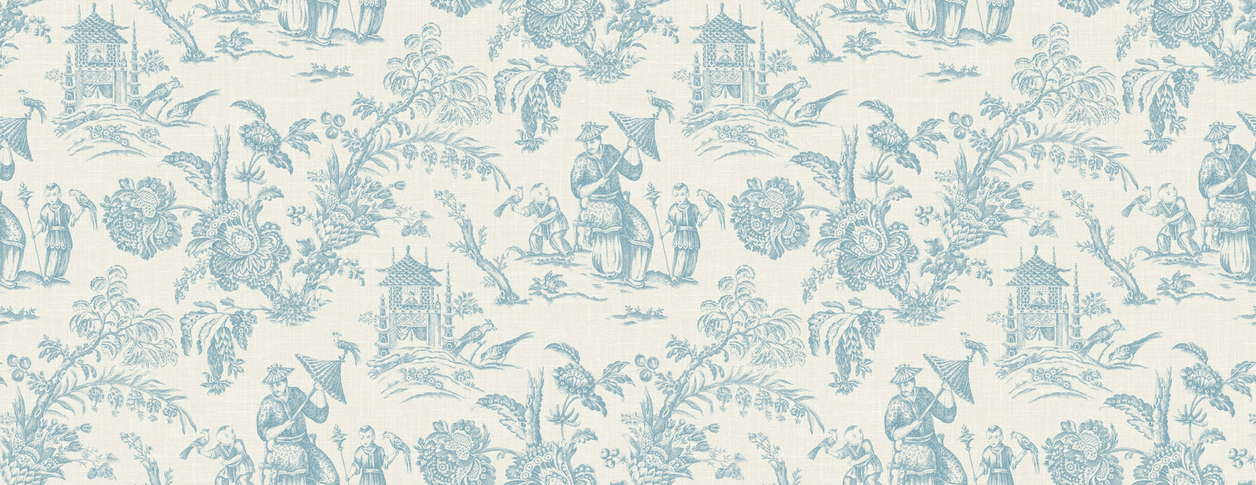 Seabrook Designs Chinoiserie Linen Fabric Bleu Bisque Fabric FC62802F