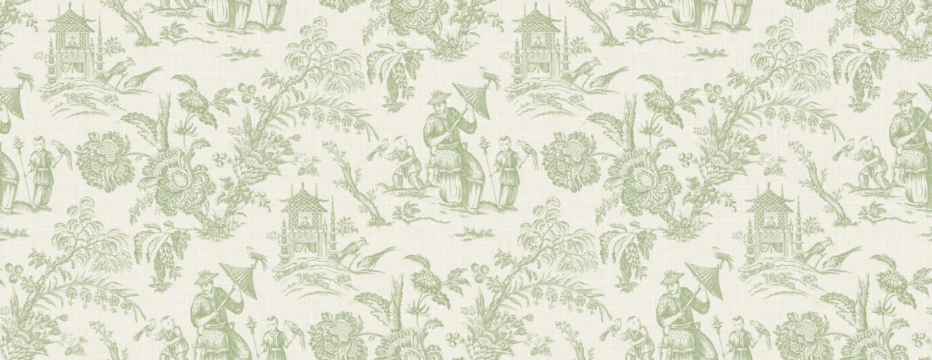 Seabrook Designs Chinoiserie Linen Fabric Herb Fabric FC62804F