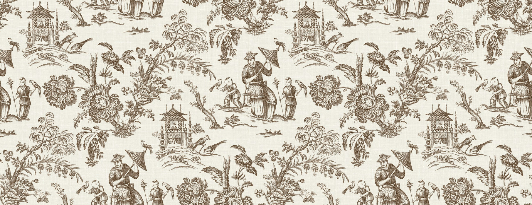 Seabrook Designs Chinoiserie Linen Fabric Hickory Smoke Fabric FC62806F