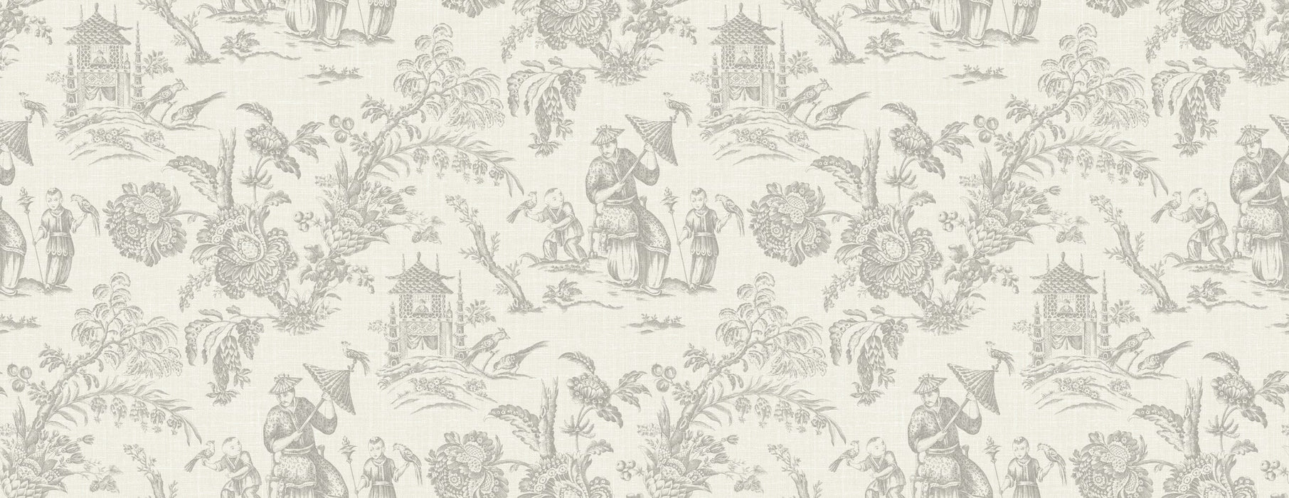 Seabrook Designs Chinoiserie Linen Fabric French Grey Fabric FC62808F