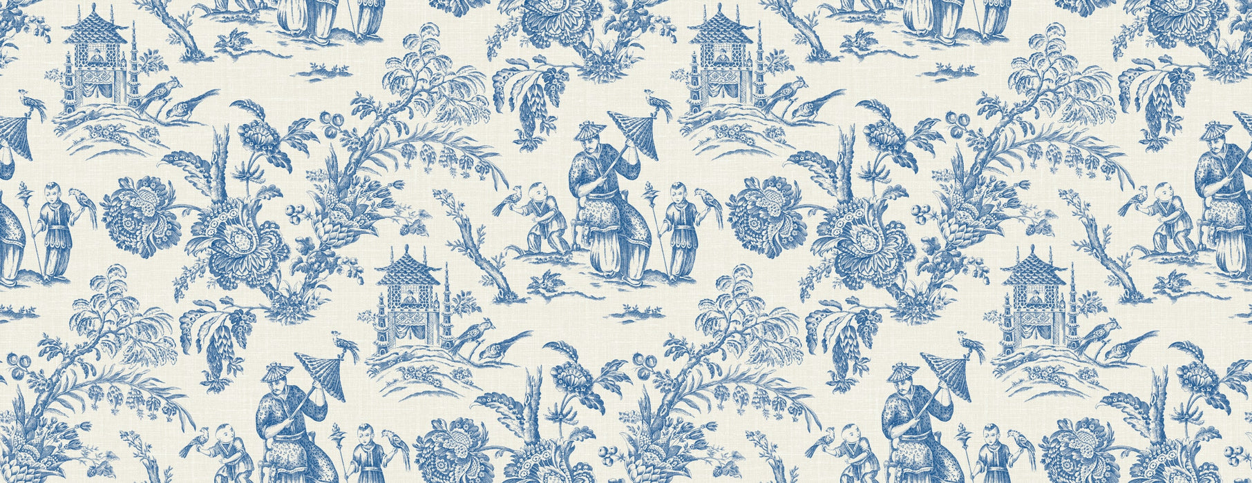 Seabrook Designs Chinoiserie Linen Fabric Denim Wash Fabric FC62812F