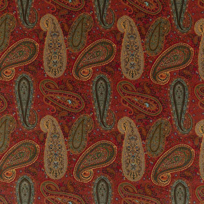 Mulberry Home Peregrine Paisley Velvet Teal/Red Fabric Sample FD2002.R52.0