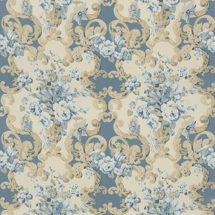 Mulberry Home Floral Rococo Blue Fabric Sample FD2011.H101.0