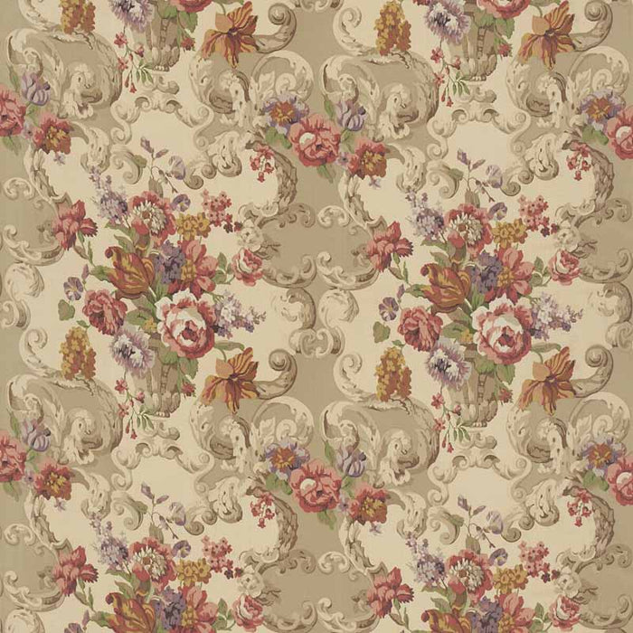 Mulberry Home Floral Rococo Red/Plum Fabric Sample FD2011.V54.0