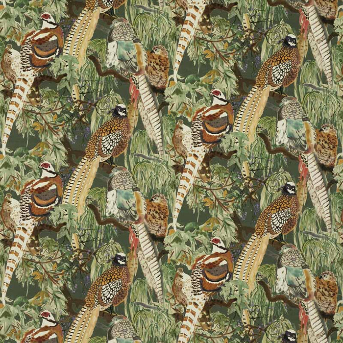 Mulberry Home Game Birds Velvet Forest Fabric Sample FD268.R102.0