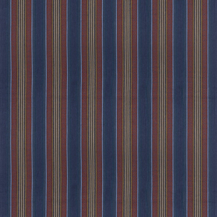 Mulberry Home Westerly Stripe Indigo/Red Fabric Sample FD827.G103.0