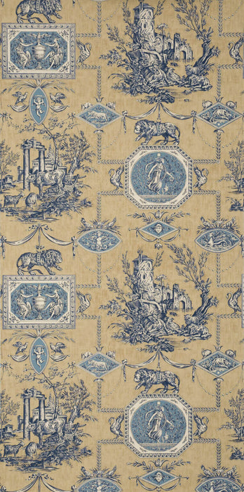 Braquenie Les Muses Et Le Lion Antique Blue Wallpaper BP207003