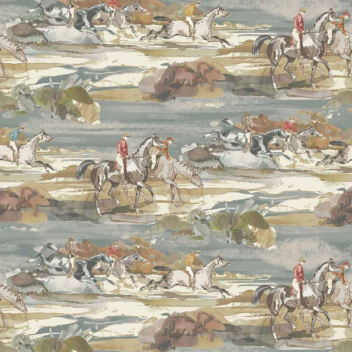 Mulberry Home Morning Gallop Blue/Sand Wallpaper Sample FG097.H57.0