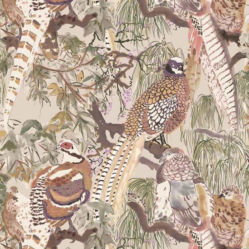 Mulberry Home Game Birds Antique Wallpaper Sample FG101.J52.0