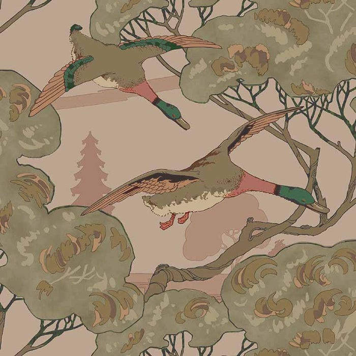 Mulberry Home Grand Flying Ducks Plaster Wallpaper Sample FG102.H150.0