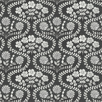 York Folksy Floral Black & White Sample FH4022