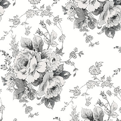 York Heritage Rose White & Black Wallpaper FH4086