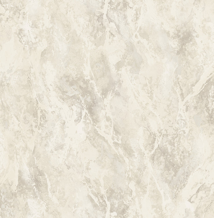 Seabrook Designs Paint Splatter Metallic Champagne, White, And Tan Wallpaper Sample FI70207