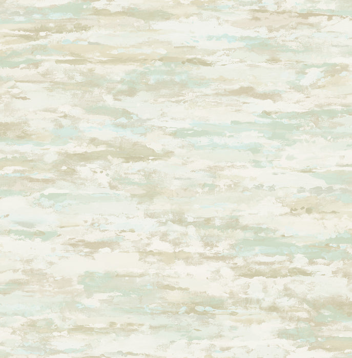 Seabrook Designs Brushstrokes Metallic Teal And Greige Wallpaper FI70601