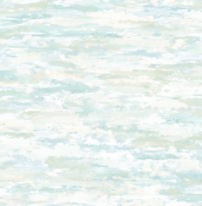 Seabrook Designs Brushstrokes Metallic Champagne, White, And Powder Blue Wallpaper Sample FI70602