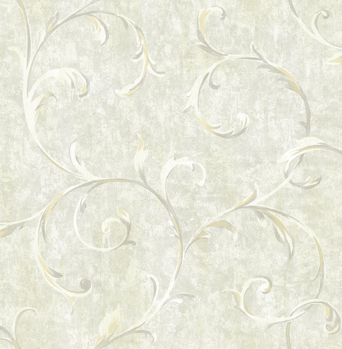 Seabrook Designs Scroll Metallic Gold And Grey Wallpaper FI71607