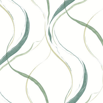 York Ink Flow Green Wallpaper FM1095