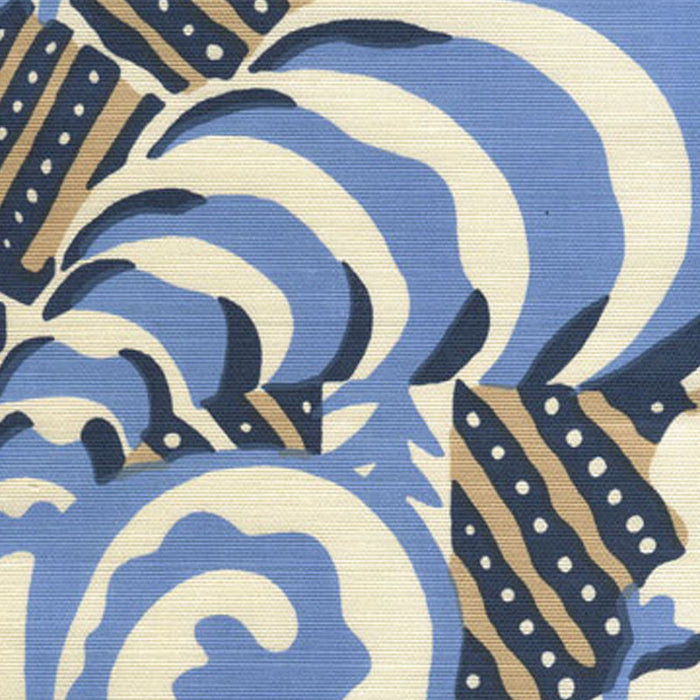 Alan Campbell Ferns Blues Beige Fabric Sample AC100-12