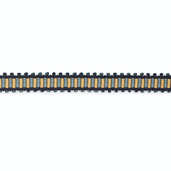 Schumacher Kim Gimp Slk W/Picot Edge 1/2" Gold/Indigo/Navy Trim G520-3