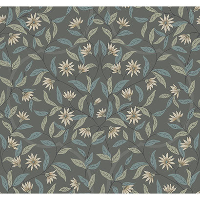 York Jasmine Charcoal Wallpaper GO8256