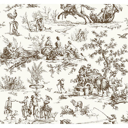 York Seasons Toile Brown Wallpaper GR5921