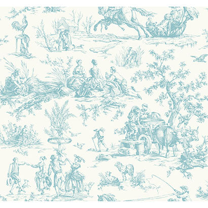 York Seasons Toile Teal Wallpaper GR5923