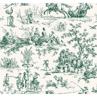 York Seasons Toile Dark Green Wallpaper GR5924