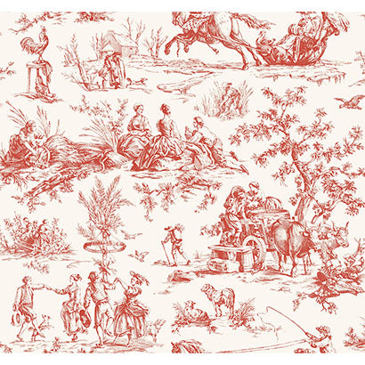 York Seasons Toile Scarlet Wallpaper GR5925