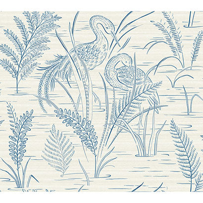 York Fernwater Cranes Blue Wallpaper GR5954