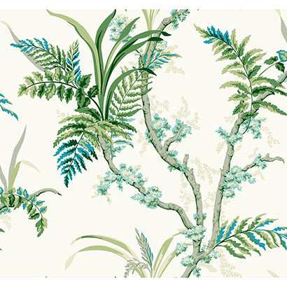 York Enchanted Fern Blue & Green Wallpaper GR5991