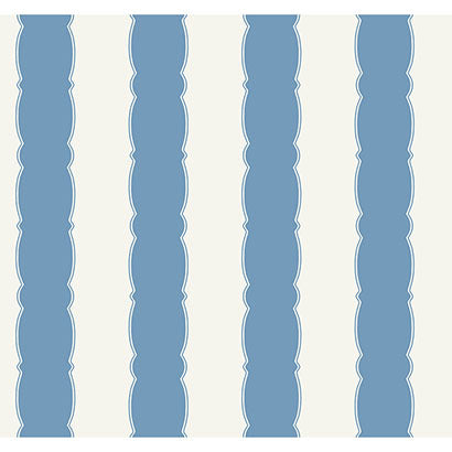 York Scalloped Stripe Blue Wallpaper GR6012