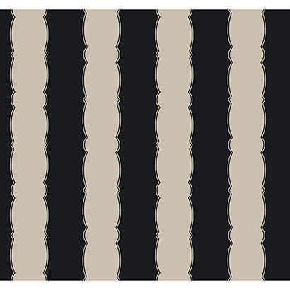 York Scalloped Stripe Black Wallpaper GR6015