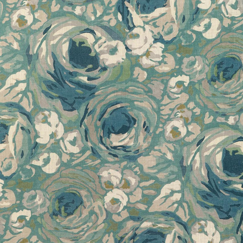 Lee Jofa Modern Orchard Print Aqua/Stone Fabric GWF-3803.1311.0