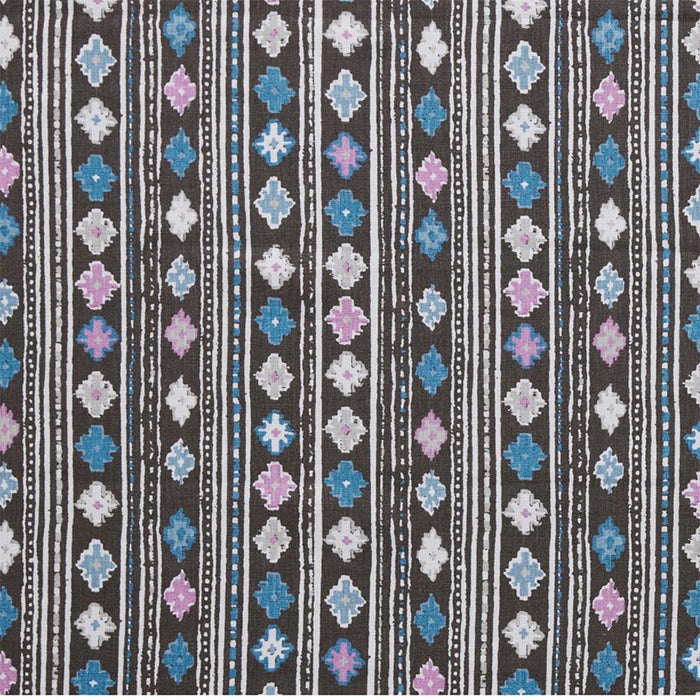 Peter Dunham Gita Blue/Pink On Chocolate Fabric Sample 111GTA02