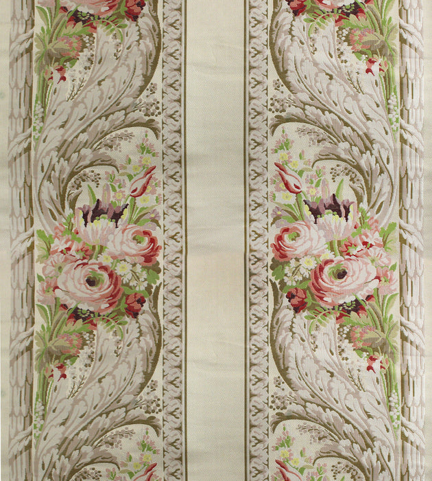 Tassinari & Chatel Fougere Bordure Rose / Green / Ivory Fabric Sample H0 00011670