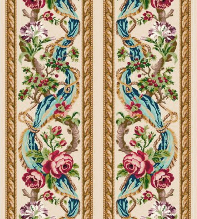 Tassinari & Chatel Leszczynski Bordure Red / Blue On Ivory Fabric Sample H0 00011674