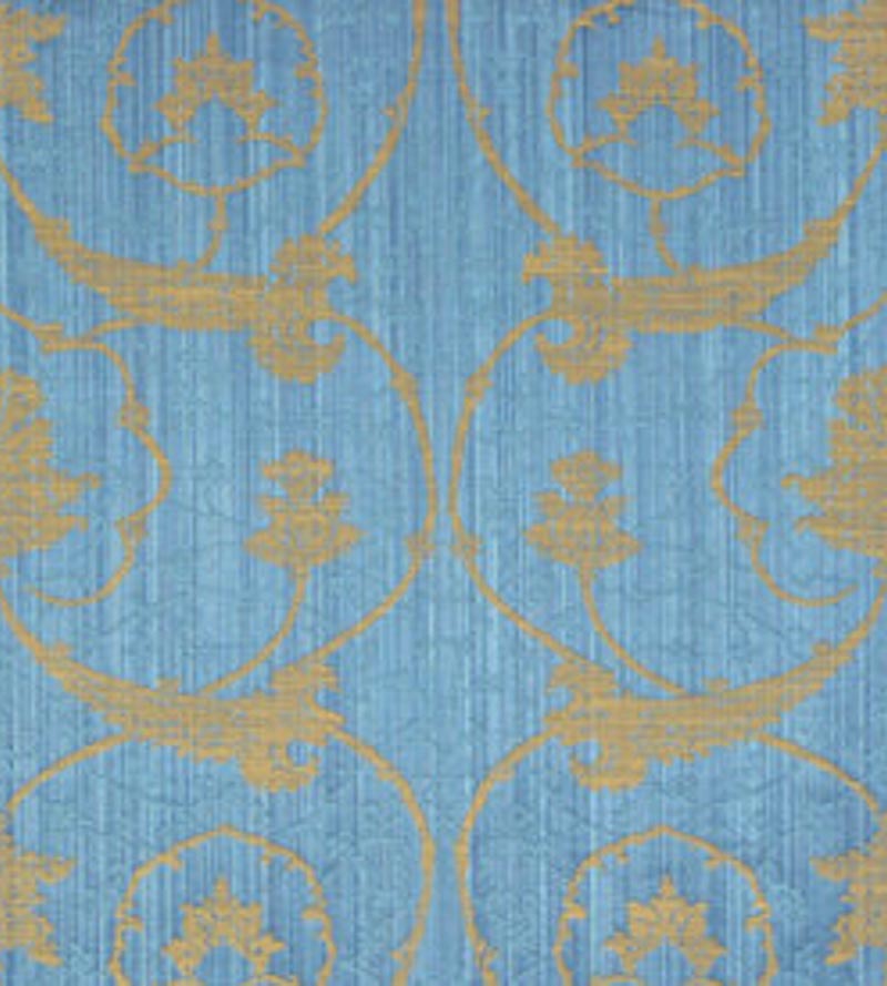 Lelievre Brocatelle Florentine Bleu Fabric Sample H0 00014070