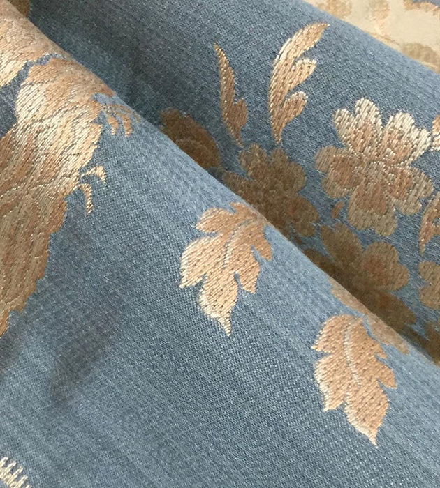 Lelievre Lampas Sanary Bleu Fabric H0 00034029