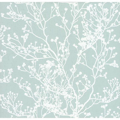 York Budding Branch Silhouette Blue Wallpaper HC7520