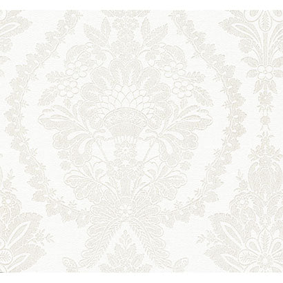 York Heritage Damask White & Beige Wallpaper HC7588