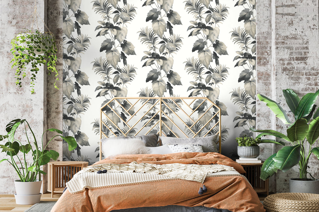 Seabrook Designs Leaf Stripe Inkwell Wallpaper Sample HG10000