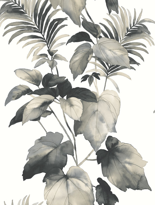 Seabrook Designs Leaf Stripe Inkwell Wallpaper Sample HG10000