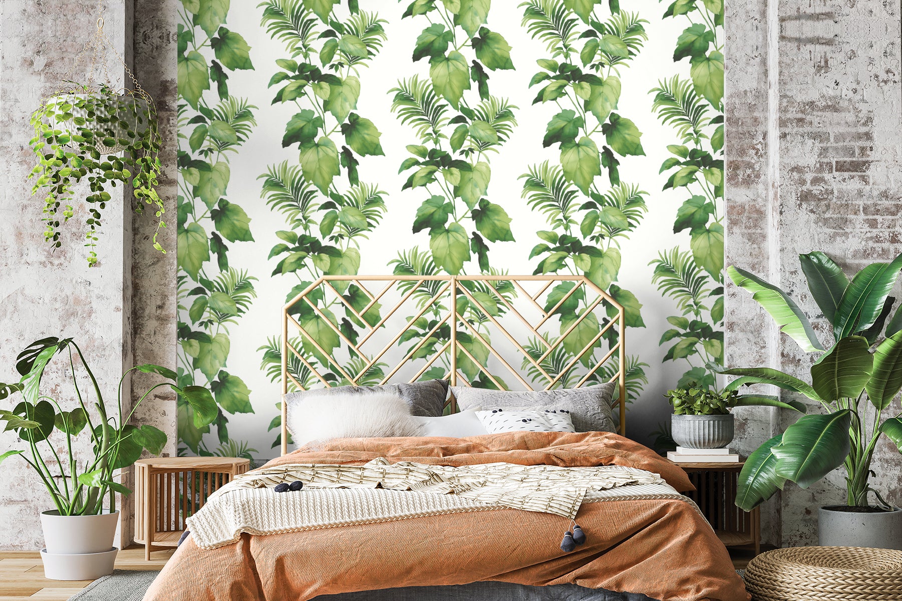 Seabrook Designs Leaf Stripe Summer Fern Wallpaper HG10004