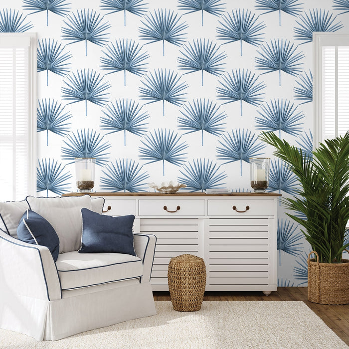 Seabrook Designs Pacific Palm Coastal Blue Wallpaper HG10402