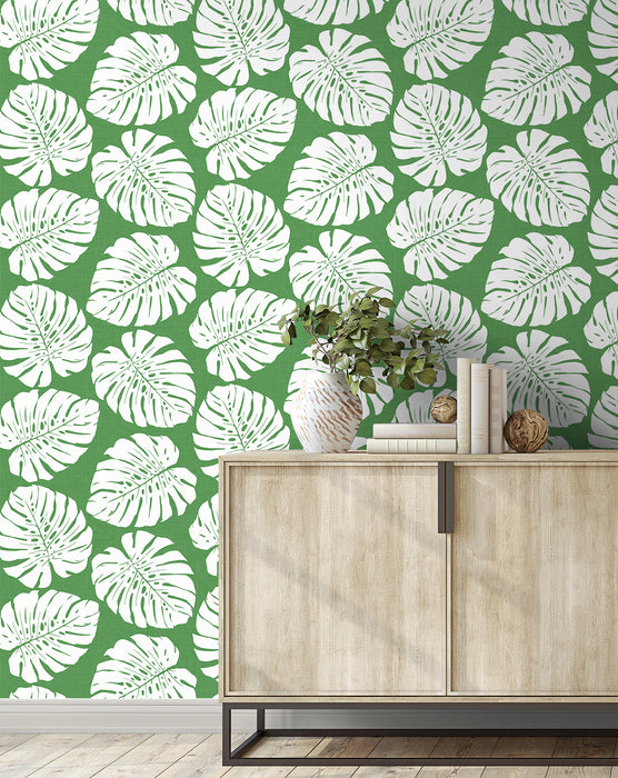 Seabrook Designs Monstera Leaf Green Wallpaper HG10504