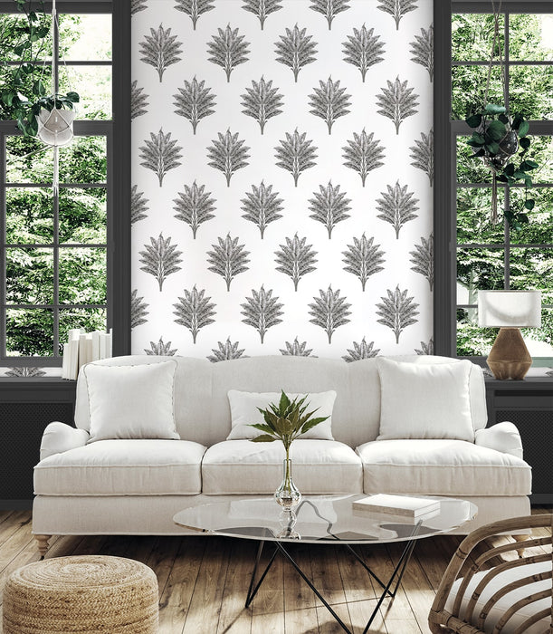 Seabrook Designs Sea Breeze Palm Charcoal Wallpaper HG10600