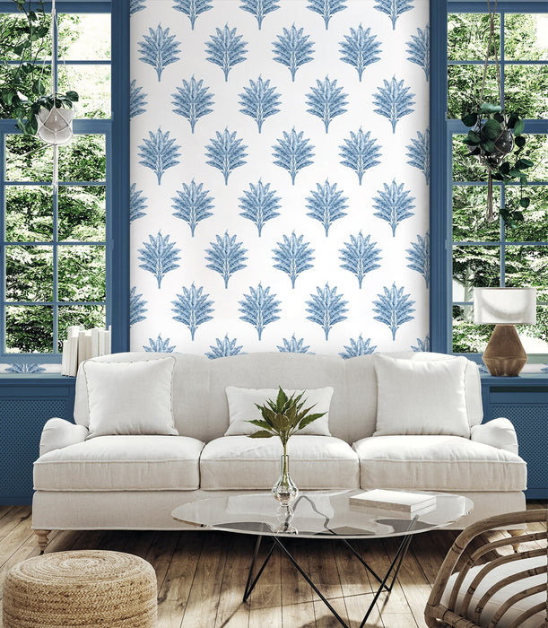 Seabrook Designs Sea Breeze Palm Coastal Blue Wallpaper HG10602